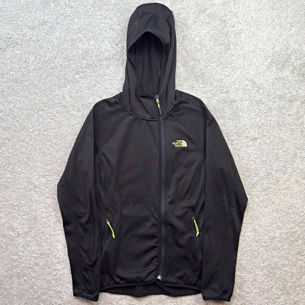 The North Face Womens M Full Zip Hoodie Black Stretch Fleece Jacket Outdoor